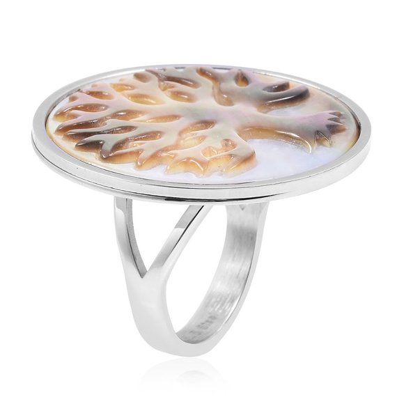 Natural  Shell Tree Ring Size 8.0 - Picture 2 of 3